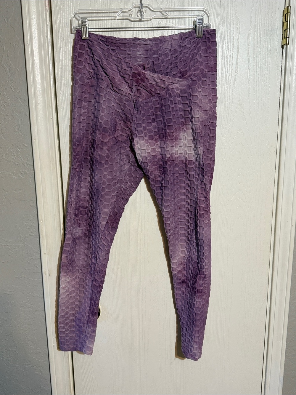 Hot Kiss Purple Textured Honeycomb Leggings